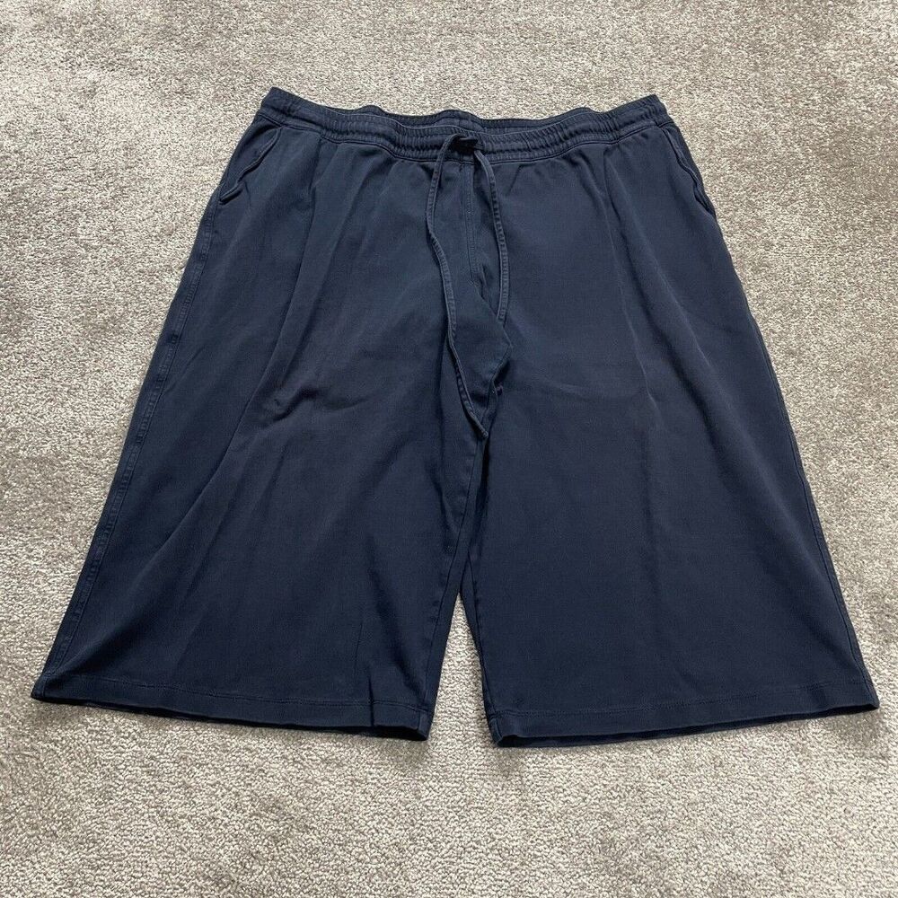 Lands' End Sport Knit Crop Pants Shorts Women 3XL Navy Blue Cotton Elastic Waist